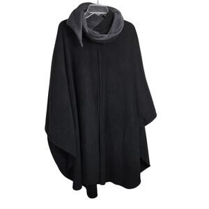 4303)Preston & York Black Fleece Poncho Shawl Size All